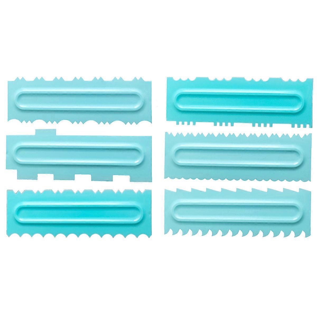 Icing Spatulas For Cakes Cake Smoother Plastic Icing Comb Pastry Butter Cream Spatulas Mousse Cream Polisher Food Sculpture Modeling 6 Pcs