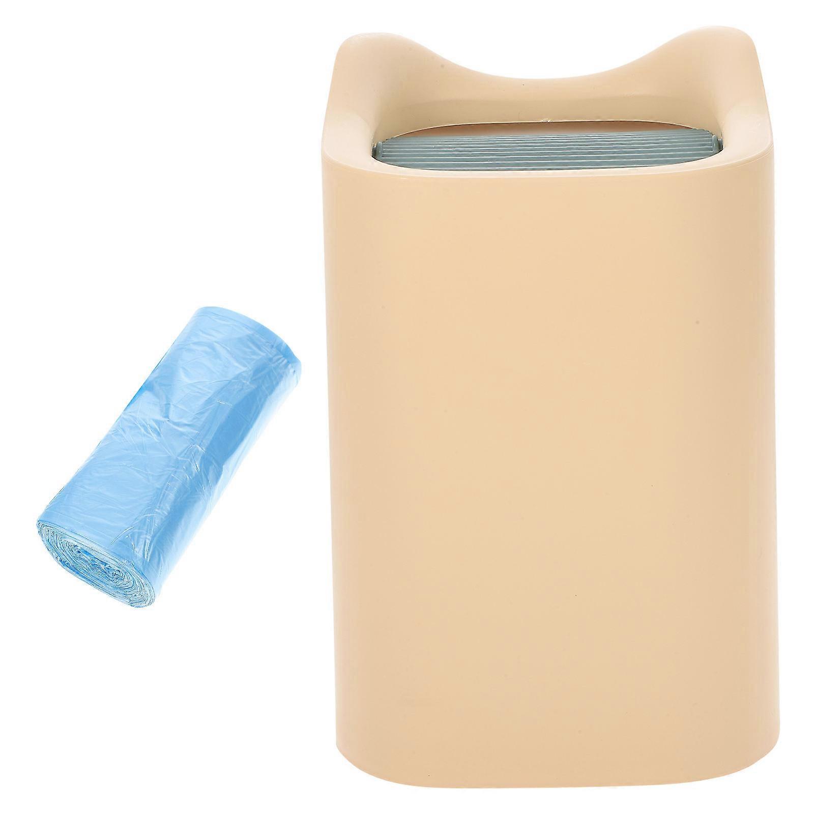 Small Covered Trash Can PP Material for Office Desk Storage 12.00X12.00X17.50cm 1Set