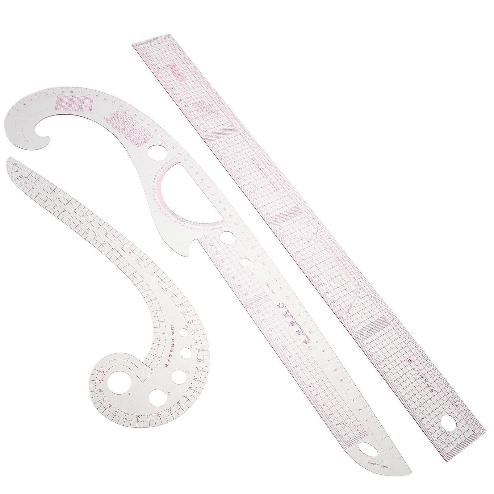 Sewing Accessories French Curve Ruler Set Pattern Marking For Fashion Design Plastic Material 3Pcs