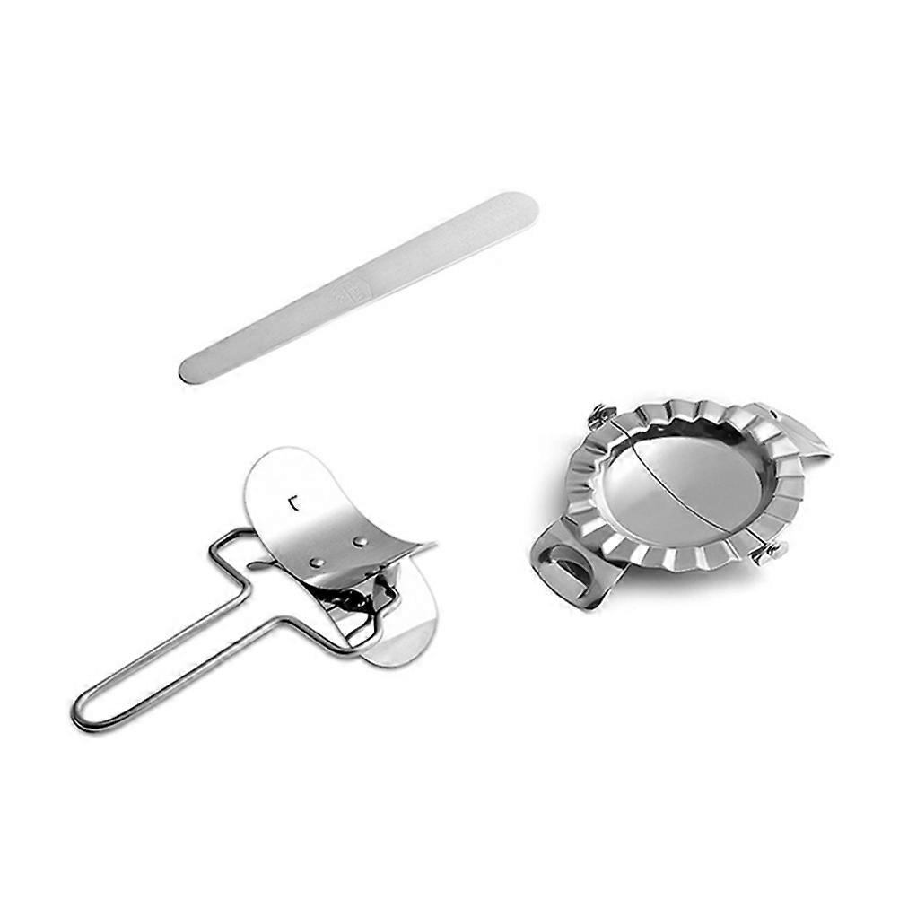 Dumplings Mould Dough Stuffing Spoon Cooking Kitchen Tools 1 Set Silver Round Design