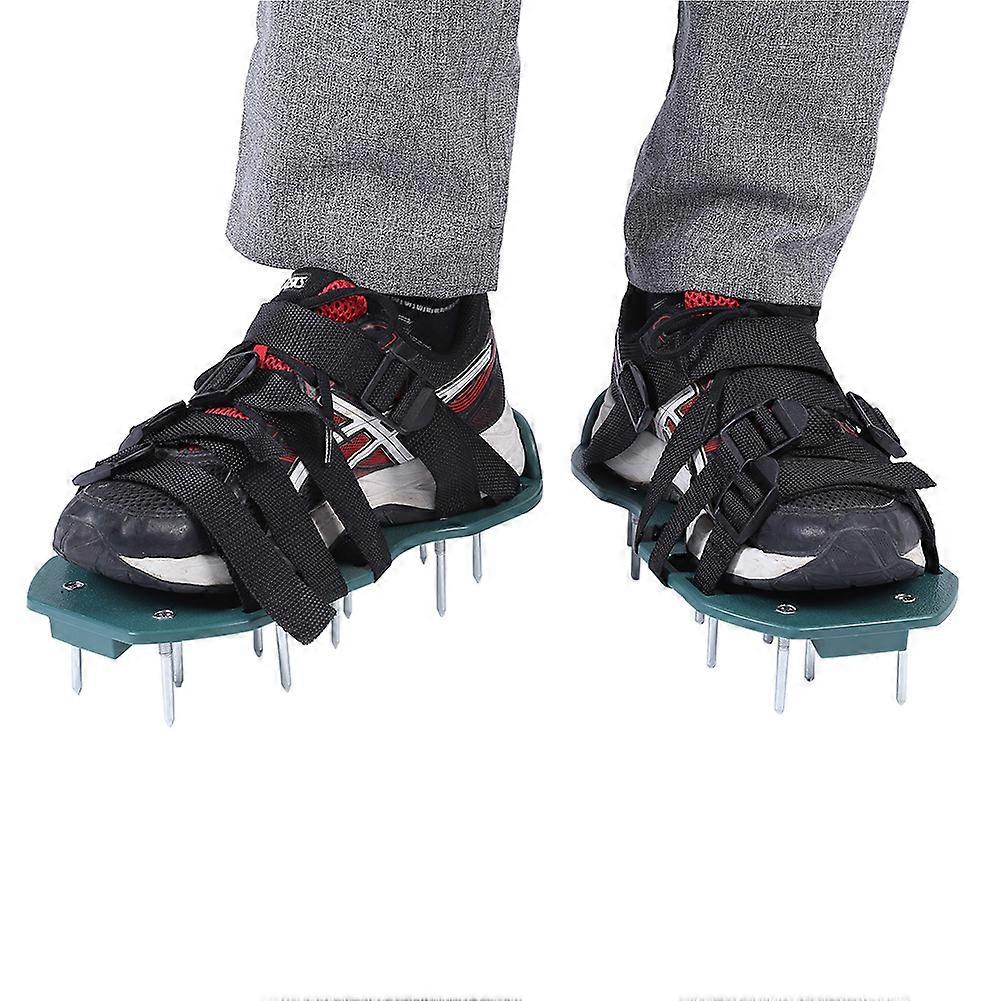 1 Pair of Lawn Spike Shoes Heavy Duty Grass Spiked Shoes with Buckle Garden Tool (4 Straps)