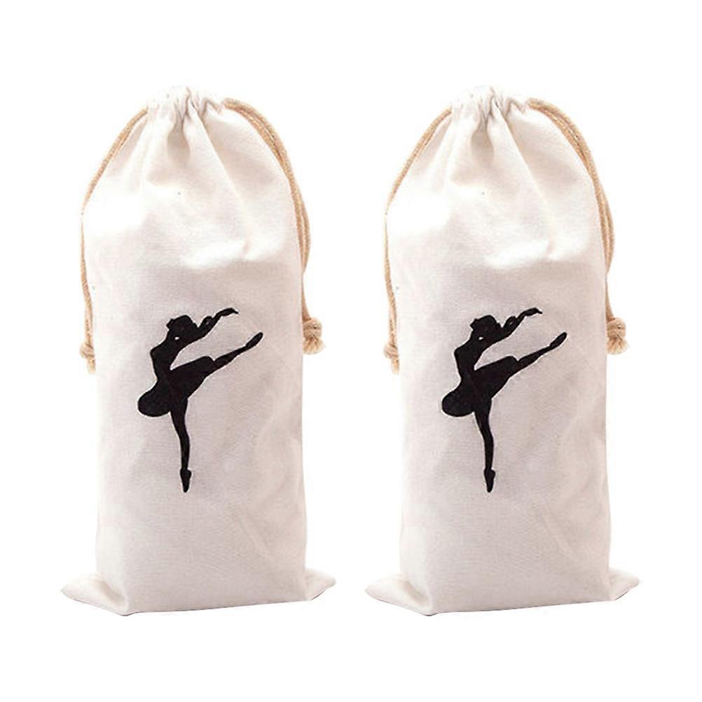 Canvas Drawstring Dance Bags for Ballet Shoes Storage, Lightweight Travel Pouch for Point Shoes, Easy to Clean Ballet Accessories (2pcs)