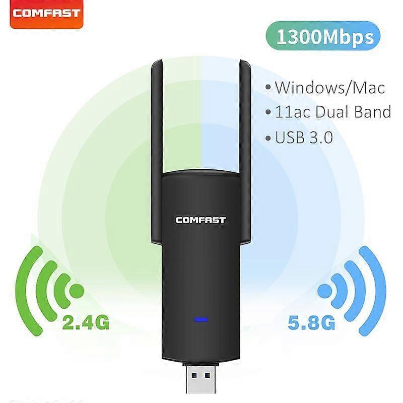 COMFAST 1300Mbps USB Wifi Adapter Dual Band 2.4G/5.8G Ethernet Wi-Fi Dongle External Antenna Wi Fi Receiver