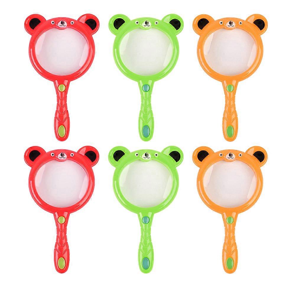 6pcs Lightweight Portable Handheld Magnifying Glass with Cartoon Bear Design for Seniors, Outdoor Exploration and Reading