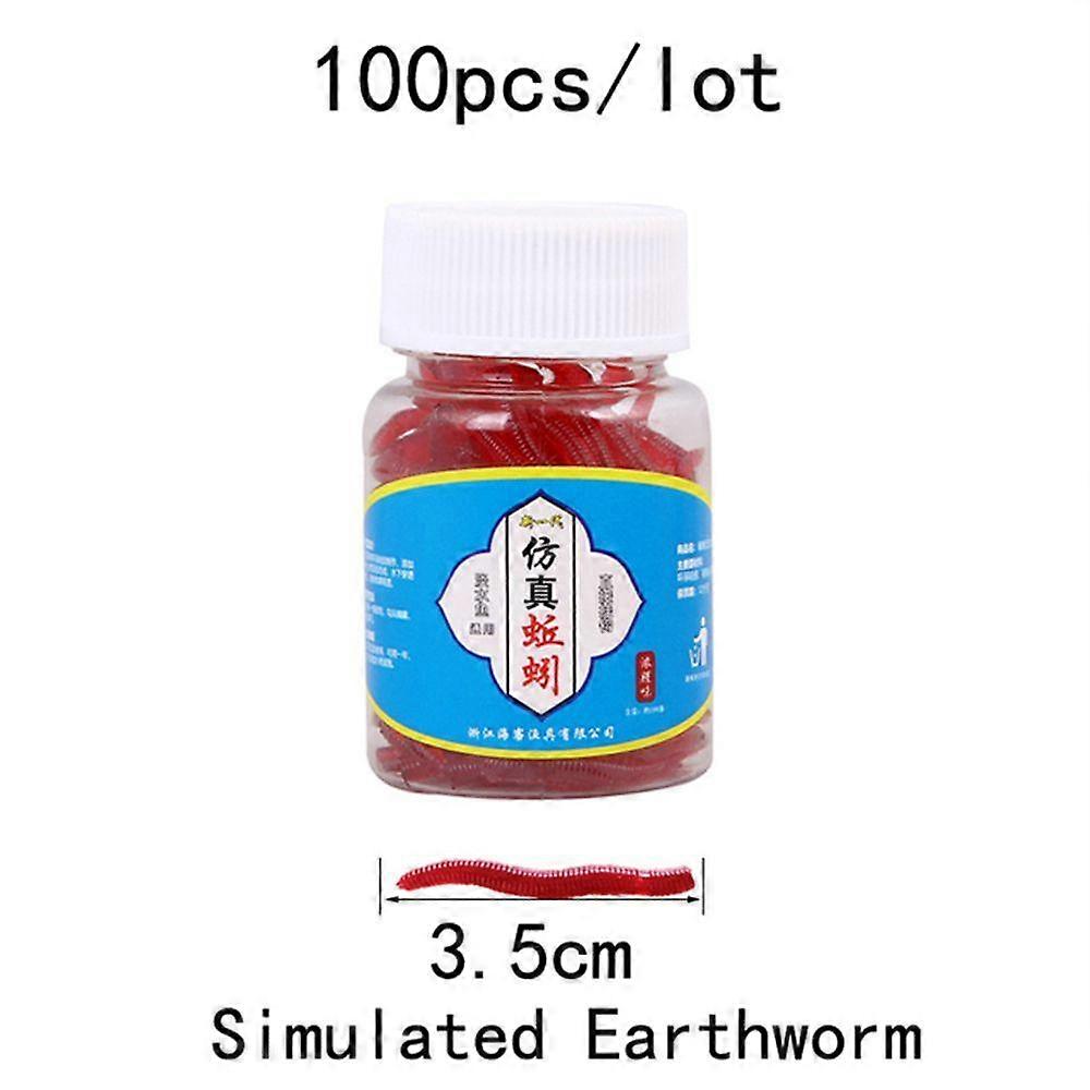 100pcs/Bottle Artificial Tackle Soft Lure Trout Fishing Lure Worm Red Baits bloodworm EarthWorm