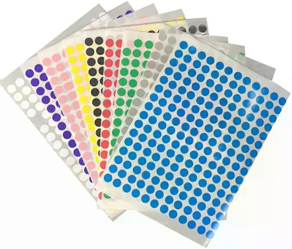Dot Stickers 10mm Self Adhesive Colorful Round Dots Color Coding Labels 10 Colors, 20 Sheets