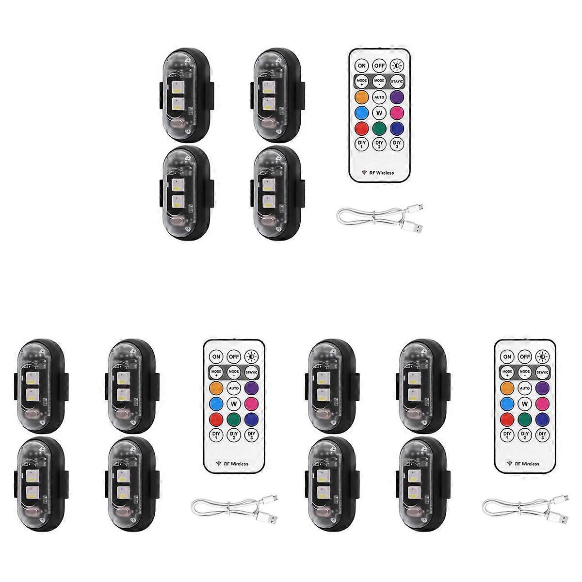 12PCS Wireless LED Strobe Lights with Remote Control, 8 Colors USB Charing Waterproof Emergency Warn