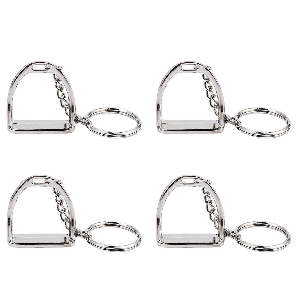 4Pcs Simple Elegant Design Western Stirrup Keychain Key Ring Hanger Tool for Men Women Equestrian Eq