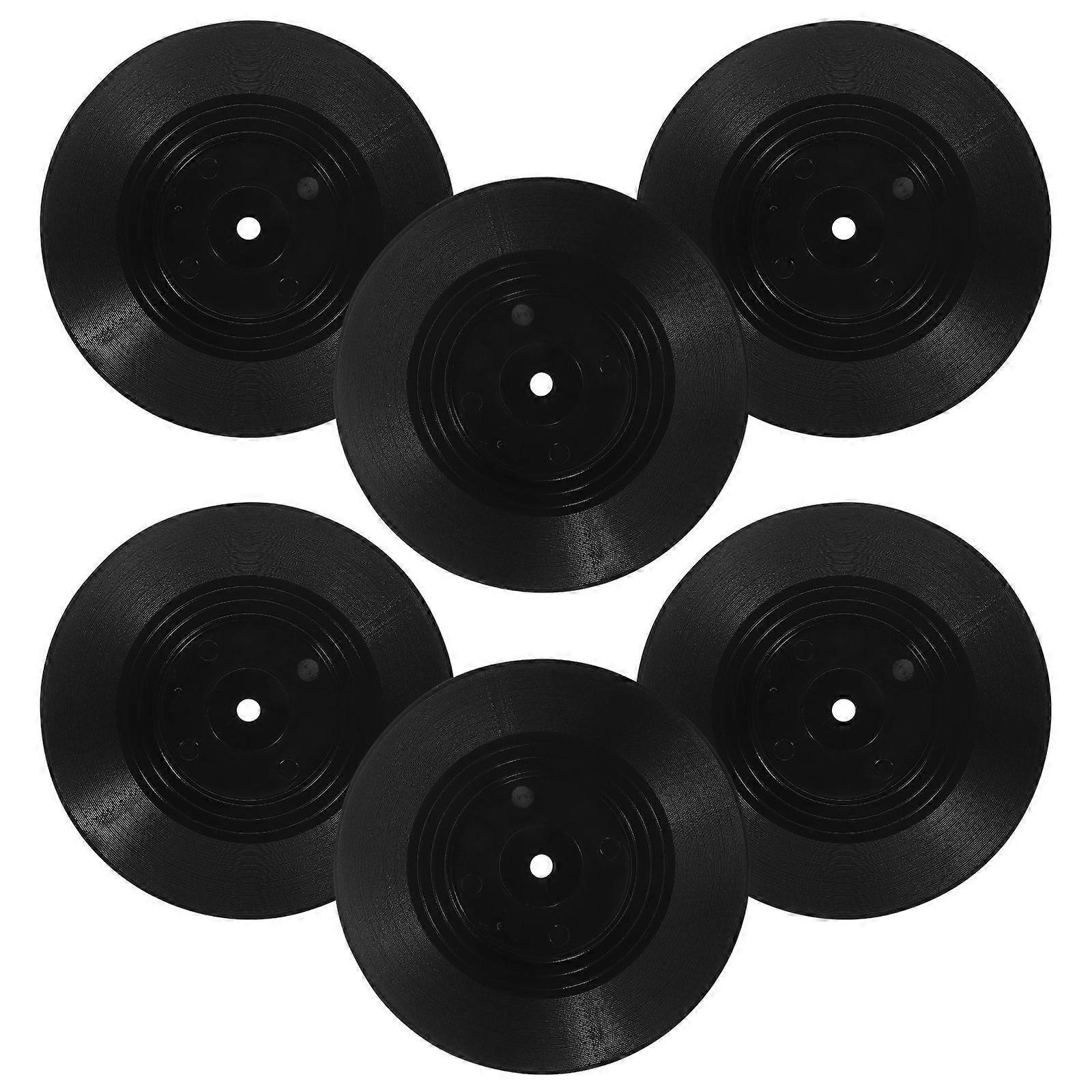 Retro Vinyl Record Cup Pads Increase Friction Home Use 4.13X4.13X0.08in 6Pcs