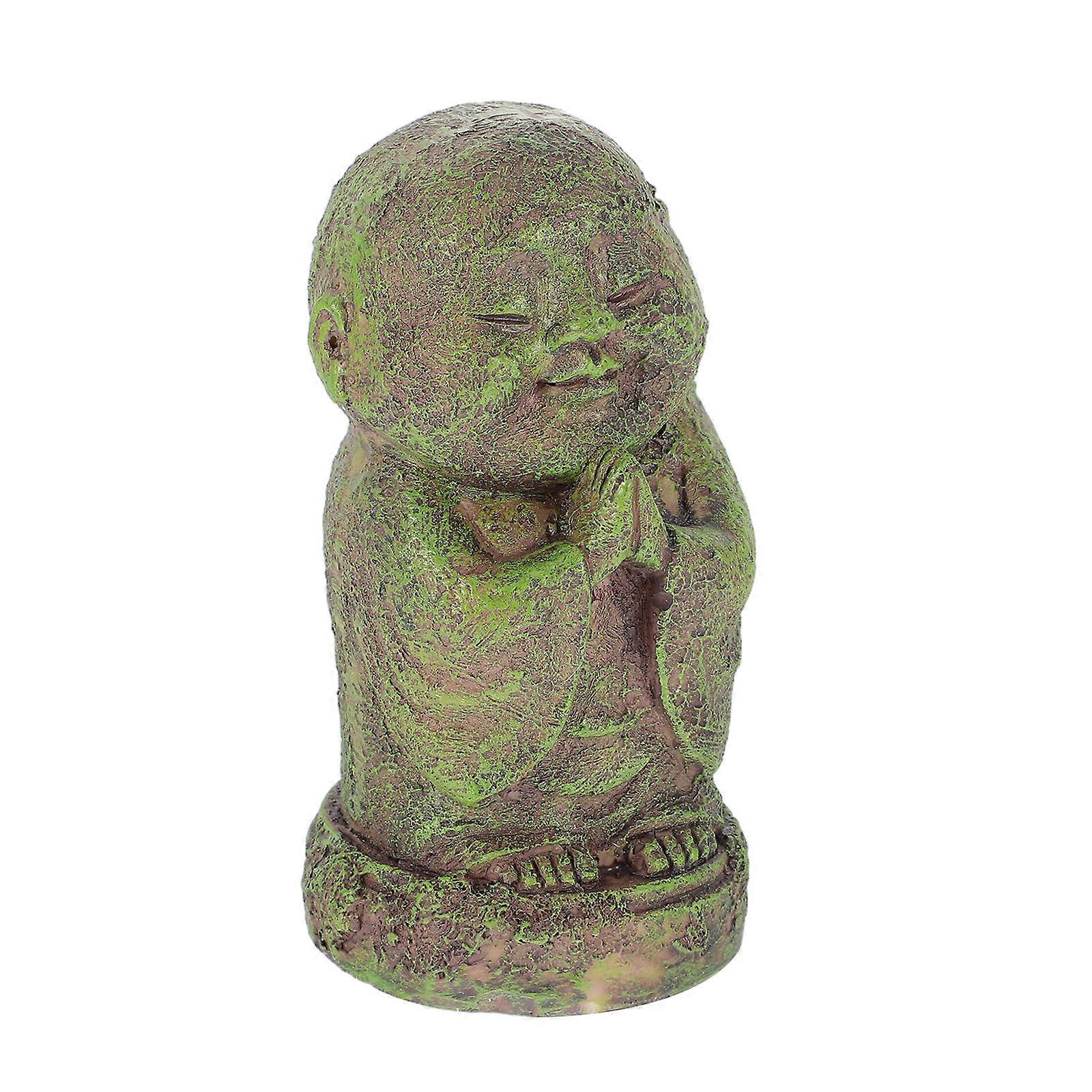 Resin Monk Sculpture Miniature Desktop Figurine Zen Ornament Aquarium Landscaping 1Pcs