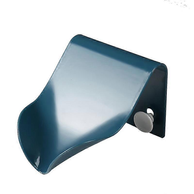 Kitchen Bathroom Shower Soap Dish Wall Mounted Plastic Self Draining Soap Rack (Blue*2)