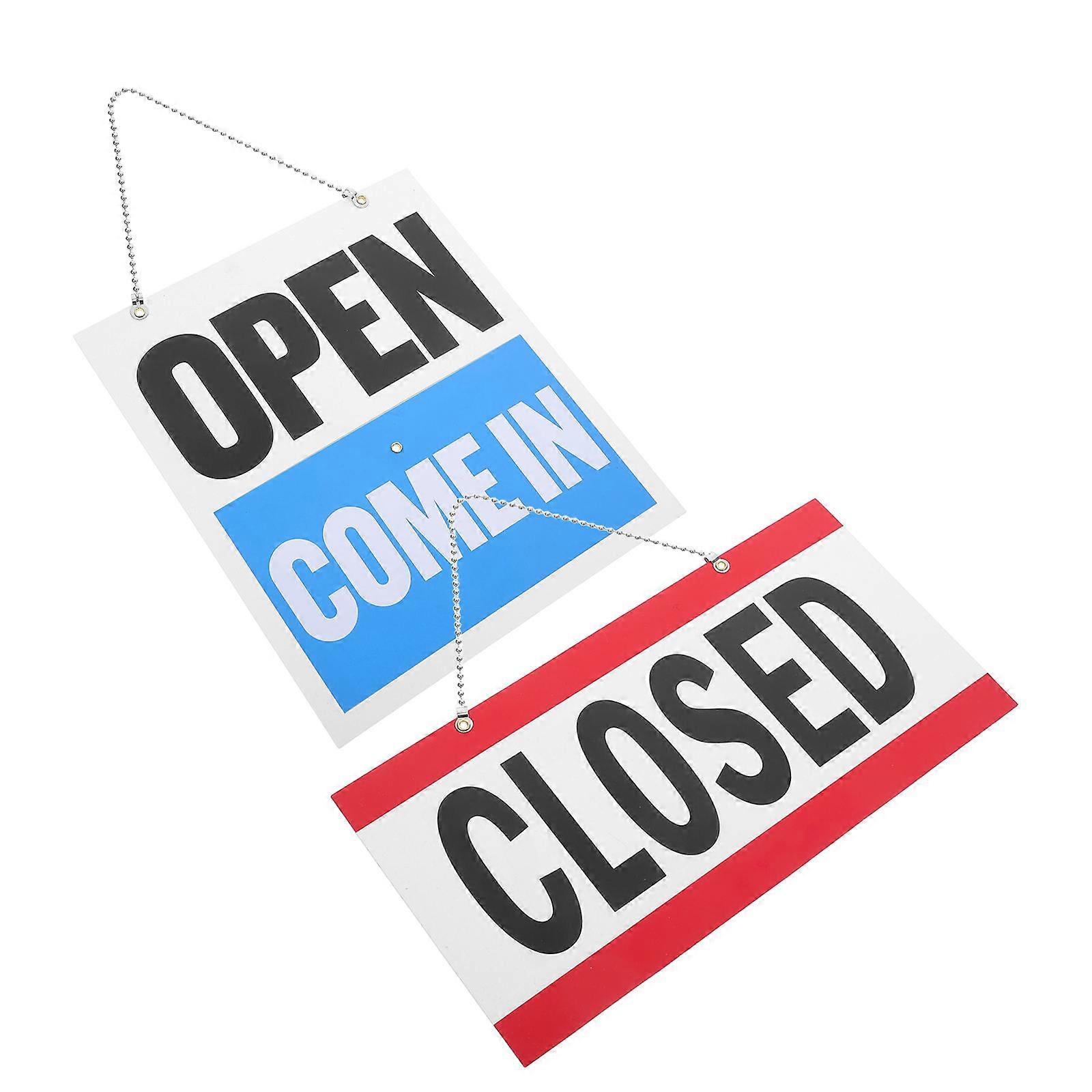 2pcs Double Sided PVC Door Signs with Open/Closed Indicators for Business Hours Display – Clear Visibility from Both Sides for Store, Office, and