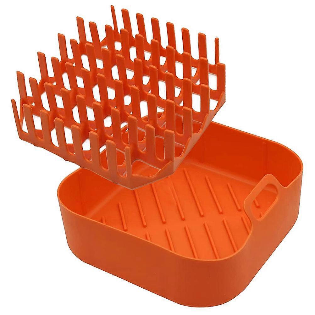 Air Fryer Accessories Set of Air Fryer Silicone Pot Bacon Baking Rack for Home Use Orange 20.00X20.00X6.50CM Non-stick 1 Set