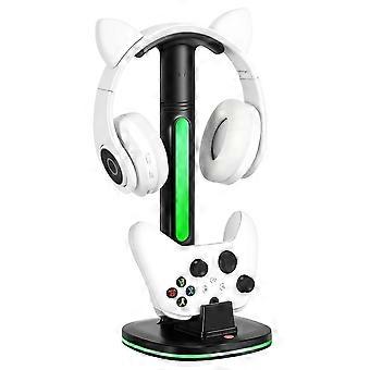 RGB Light Game Controller Charger Dock Headphone Holder with 2*USB Port