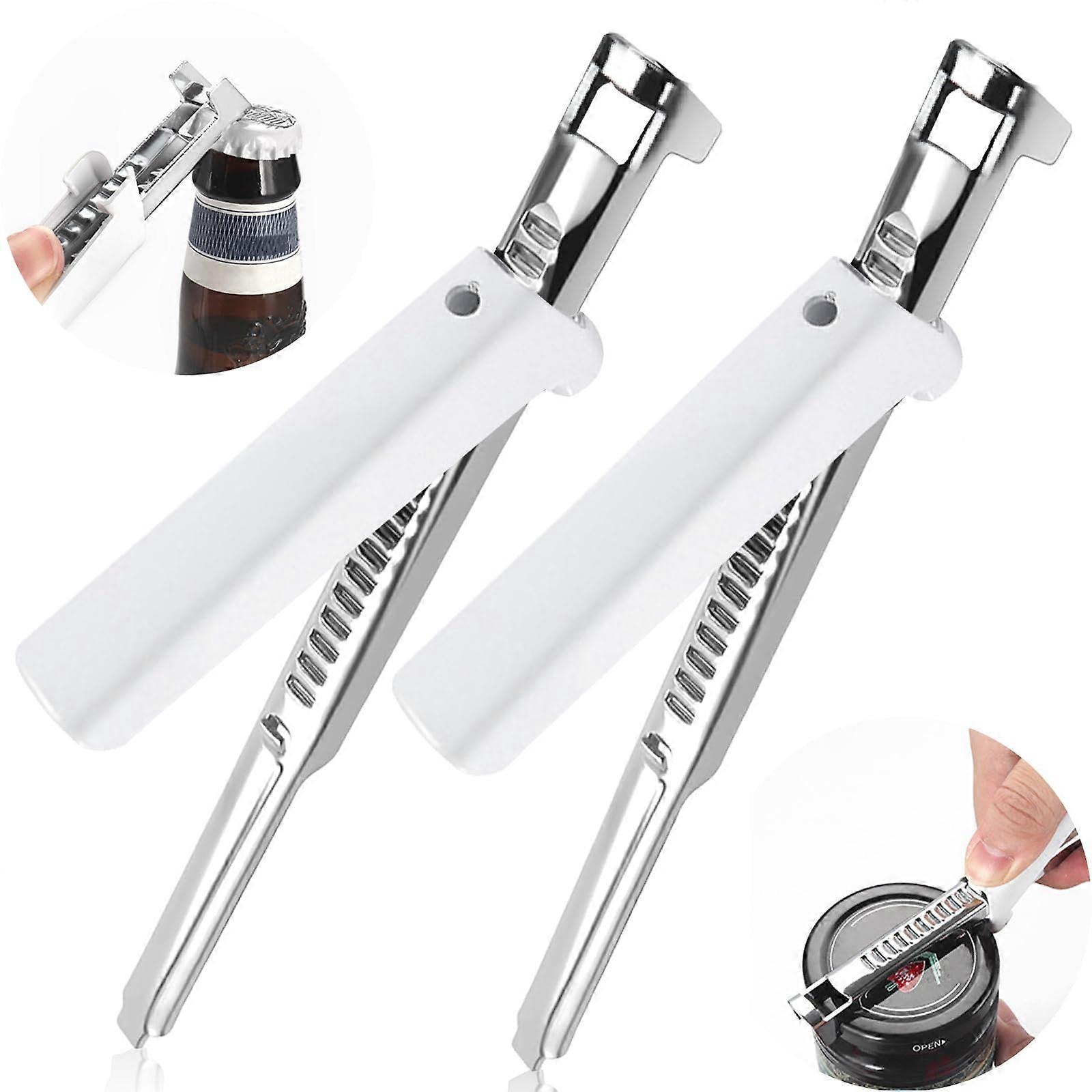 Pack of 2 Adjustable Can Openers, Lid Openers for Seniors (White)