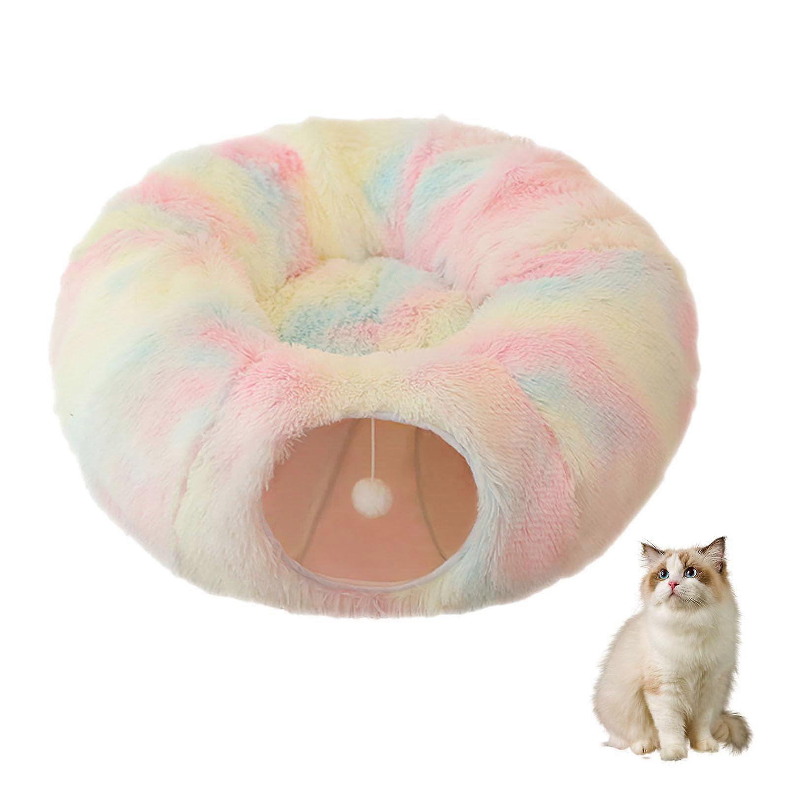 Tunnel Cat Bed, Colourful Doughnut Cat Tunnel, Cat Cave Doughnut Round Cat Toy