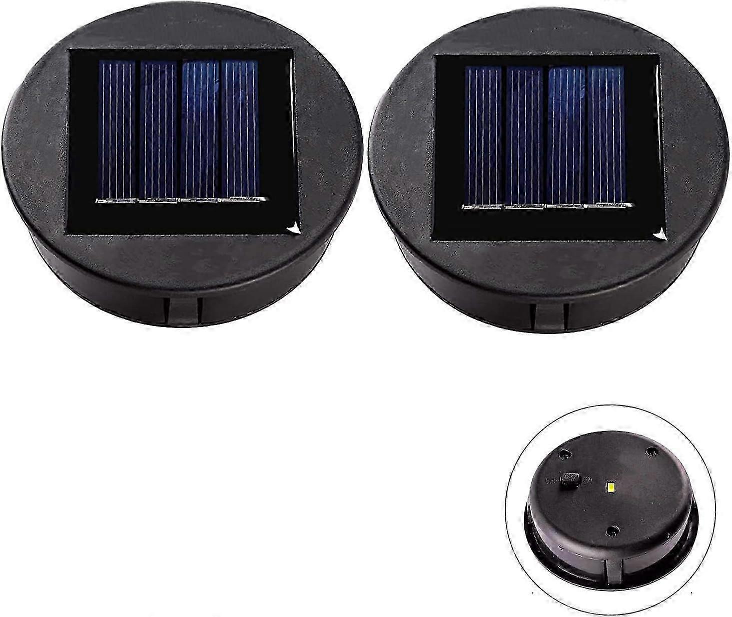 2 ピース交換用ソーラーライトトップ ランタン用ソーラーパネルカバー LED 電球付き、装飾用 DIY ソーラーランタン