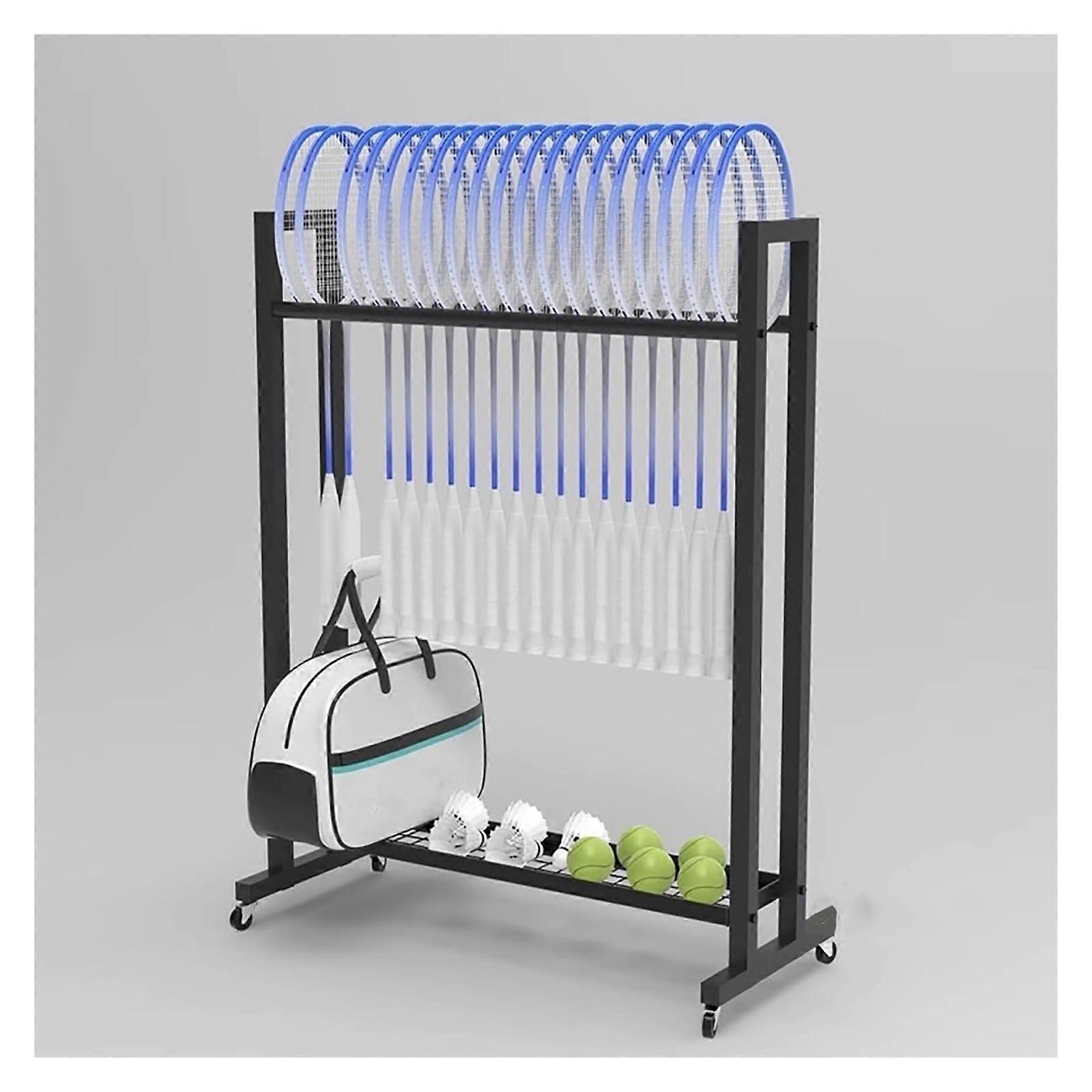 Badminton Racket Storage Rack Large Capacity Vertical Steel Stand for Tennis Balls and Rackets, Co Black Style 4