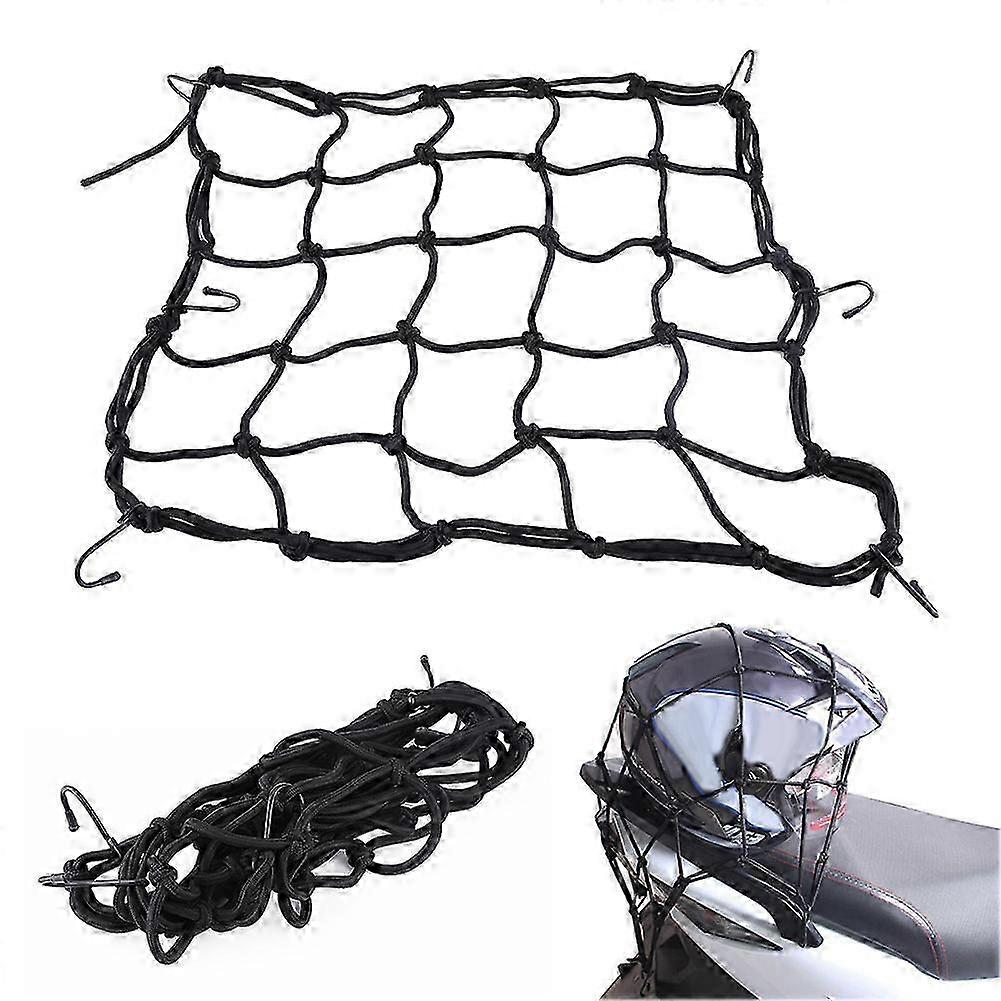 40 * 40cm 6 Hook Motorcycle Helmet Cargo Luggage Elastic Mesh Web Net Black