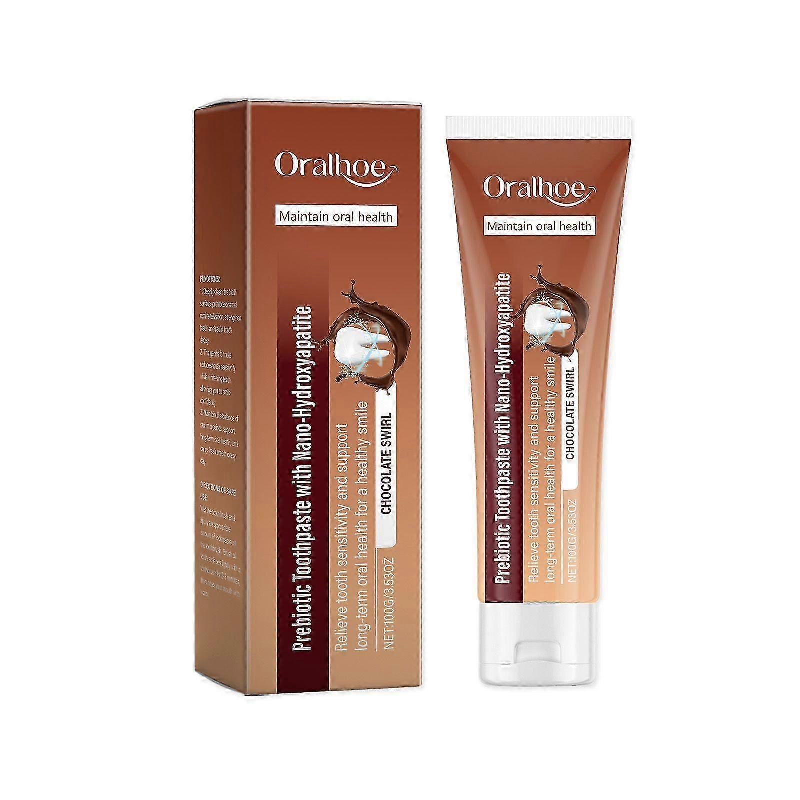 Nano Hydroxyapatite Toothpaste with PrebioticsToothpaste for Sensitive Teeth , Chocolate Swirl,Fresh breath, care for oral health