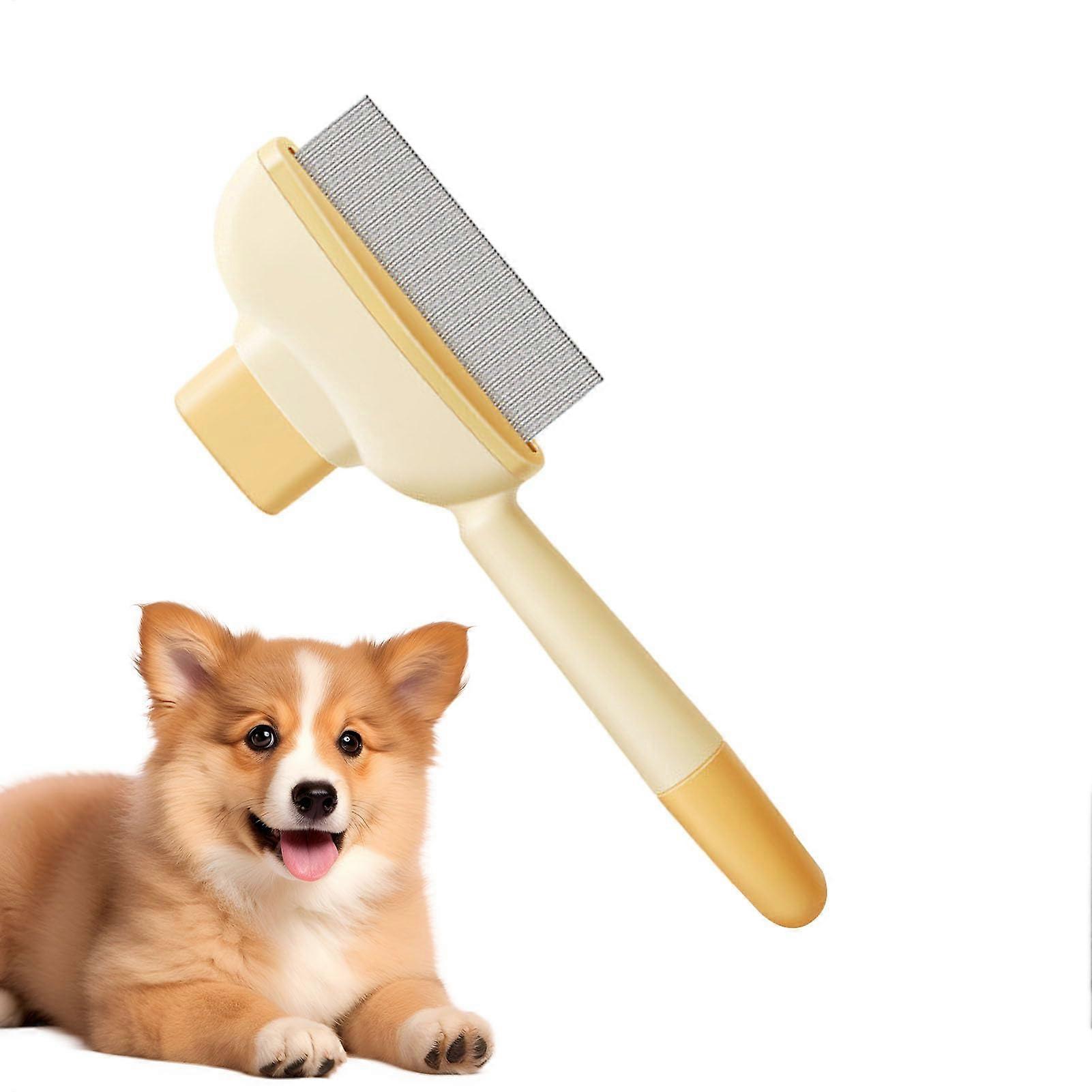 Dog Flea Comb, Multifunctional Pet Comb, Multifunctional Cat Grooming Brush, Professional Pet Demating Tool for Kittens (Yellow)
