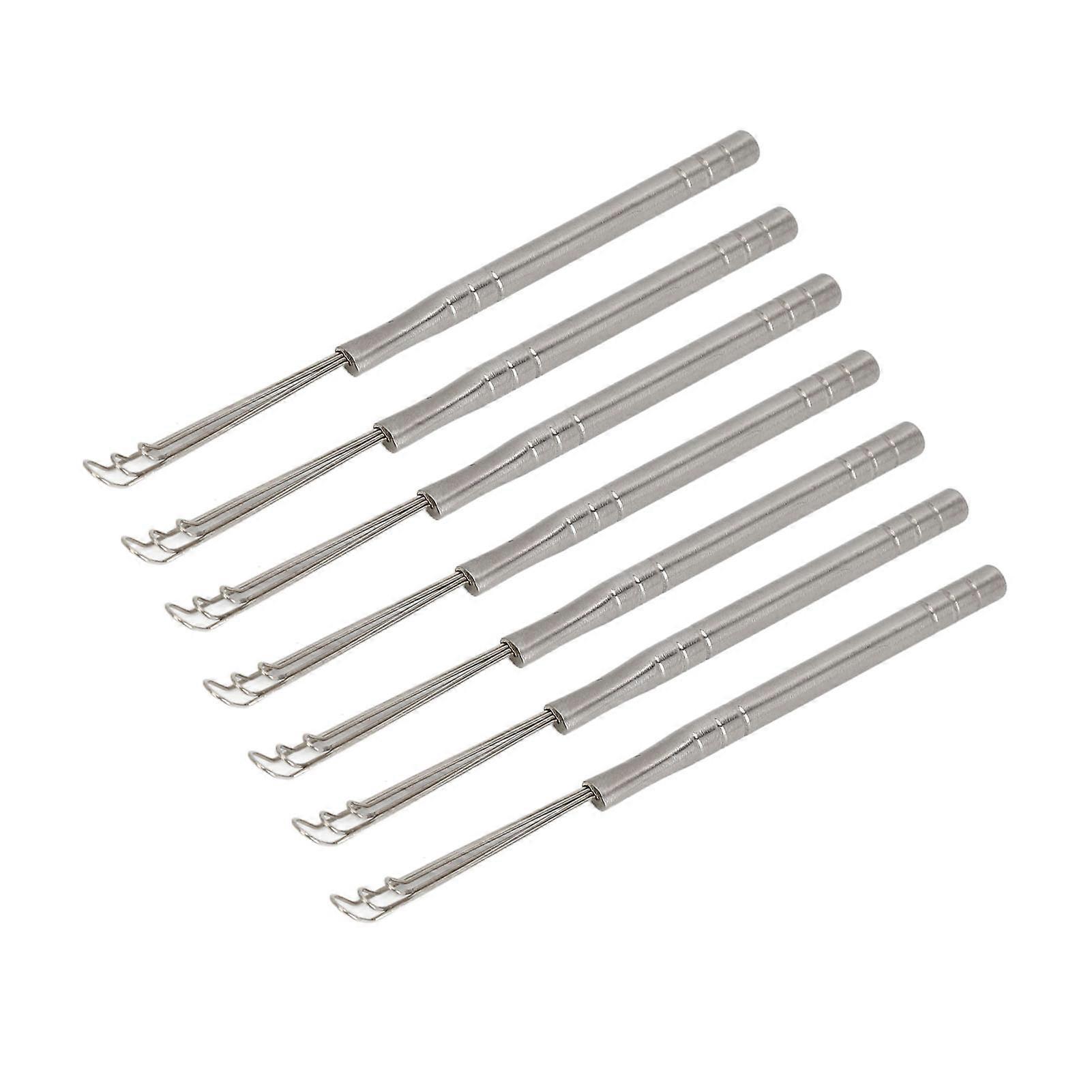7pcs Stainless Steel 3 Ring Ear Cleaner Set, 8.9cm Elastic Tool