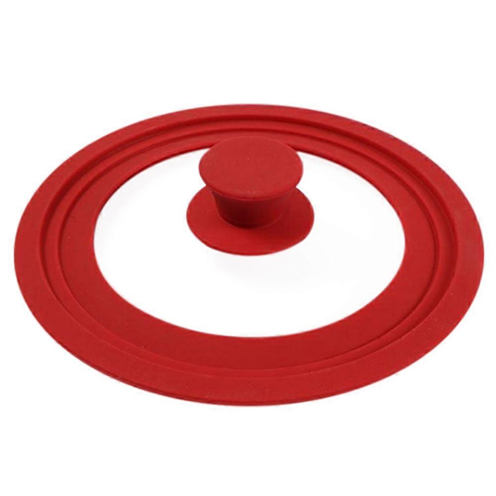 Silicone Cooking Utensils Glass Cookware Lid Universal Replacement Covers With Silicone Rim And Handle For Frying Pans Skillets Red 28x28cm Stainless
