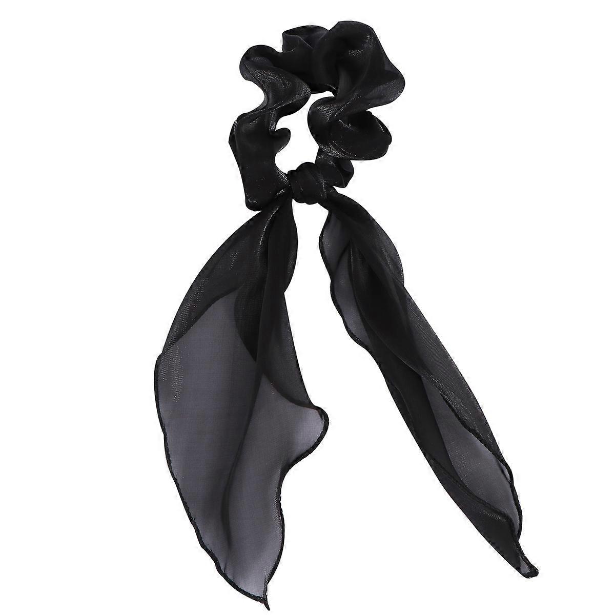 Black Ties 2pcs Elastic Ponytail Holders for Women, Stylish Solid Color