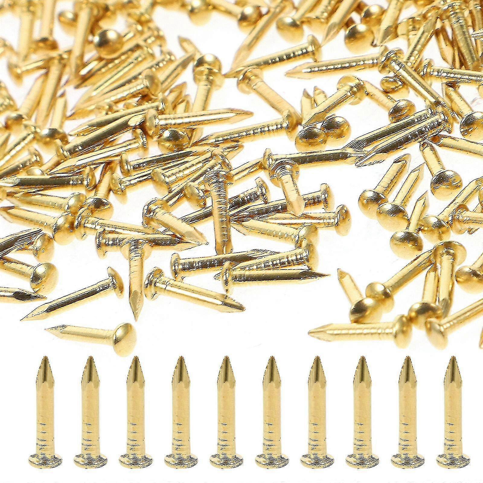200pcs 8mm Brass Nail Round Head Nails For Furniture Diy Small Hinges Decorative Boxes (brass)