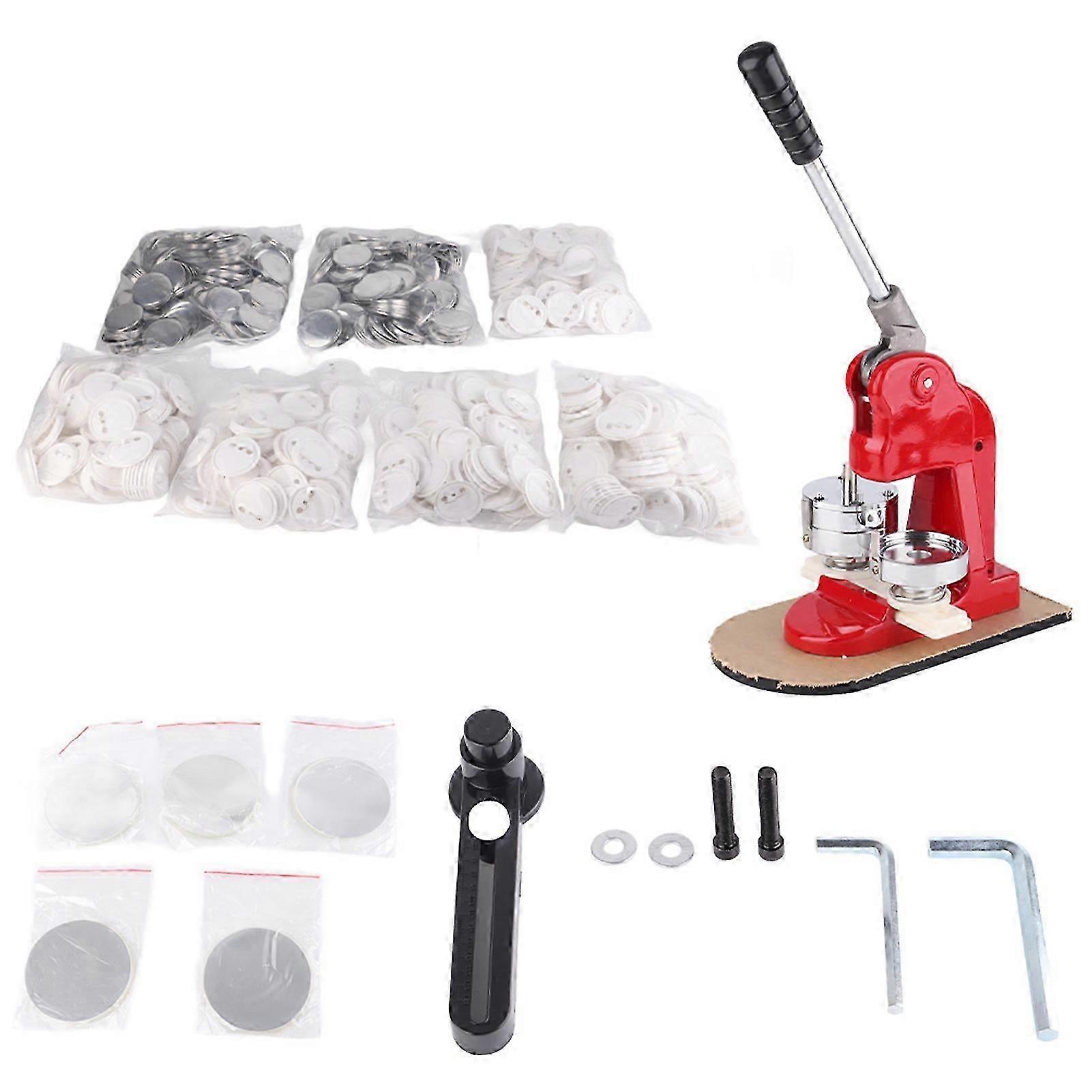 58Mm Badge Machine: Hand Punch Press Tool With Aluminum Alloy Mold And 500pcs Button Set