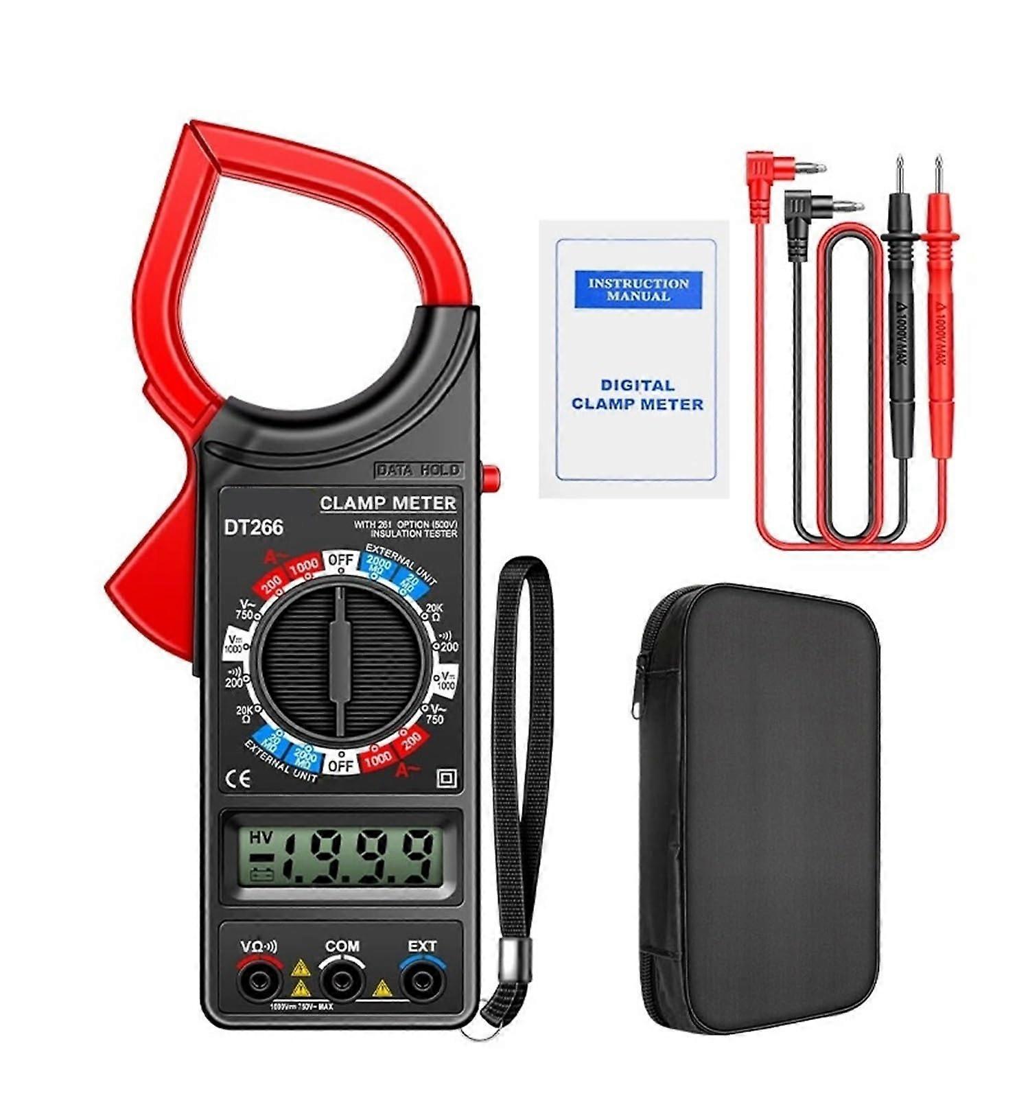 Stromzange LCD 1999 Count True RMS Clamp Meter AC/DC Voltage Tester Data Display Automotive Multimeter Red