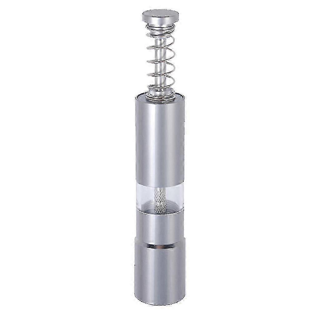 Pepper mill, modern thumb button grinder, one-handed operation