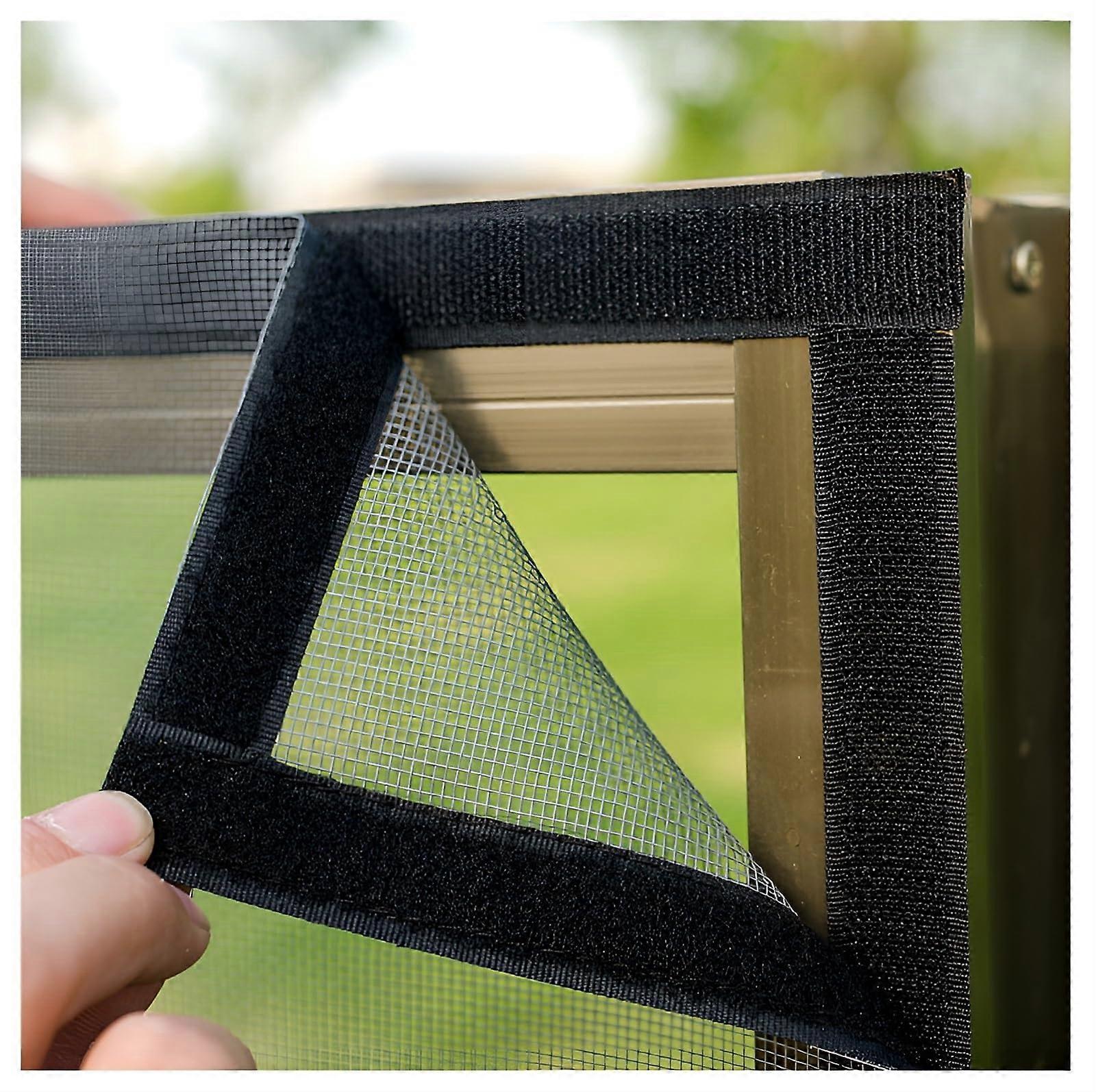 Cat Net Window for Balcony No Drilling Stainless Steel, Cat Proof Fly Screen Metal with Velcro Tape (Color: Gray Mesh Black 100x115cm)