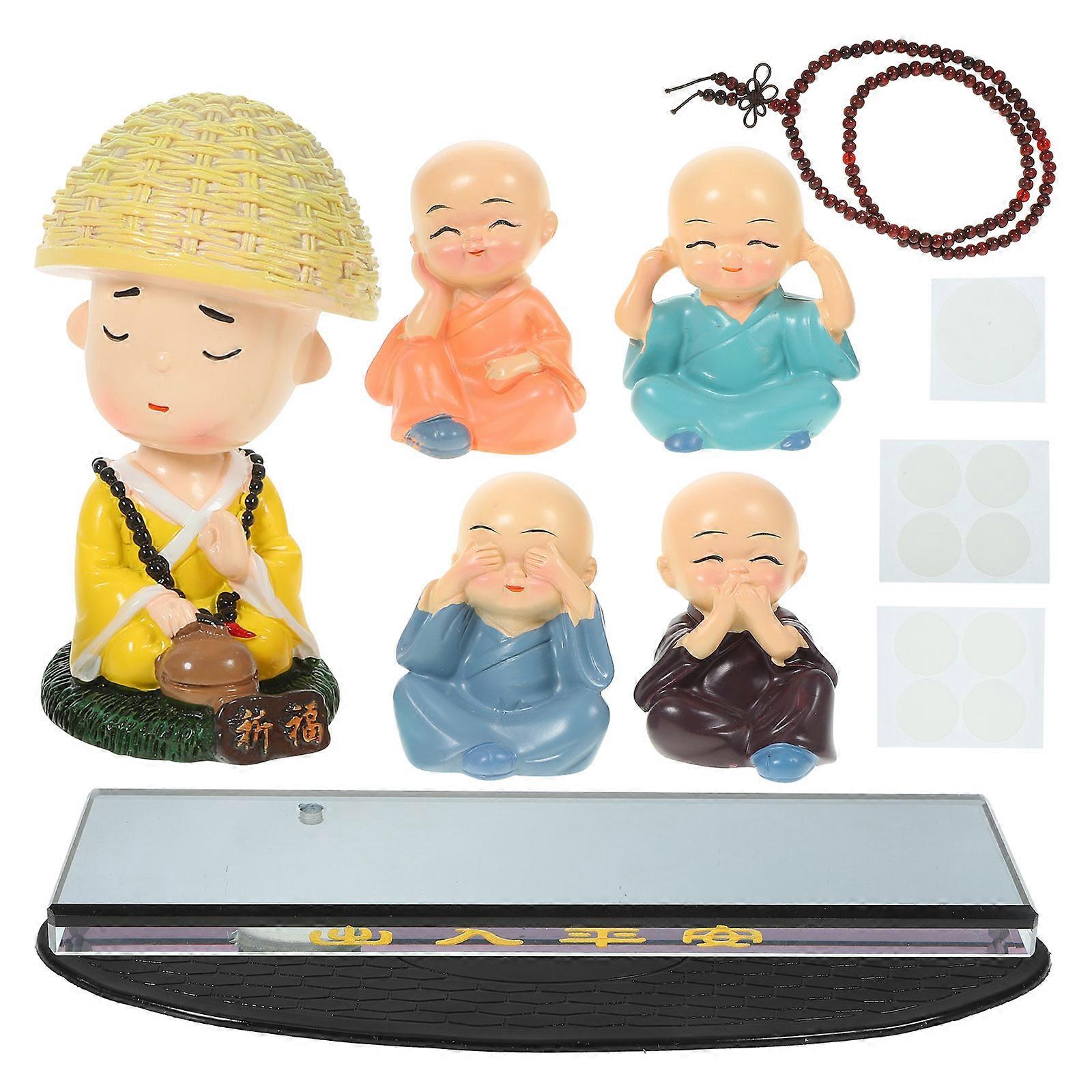 Resin Statue Car Dash Decorations Solar Powered Car Accessories 30.50X9.50X0.20cm 1Set