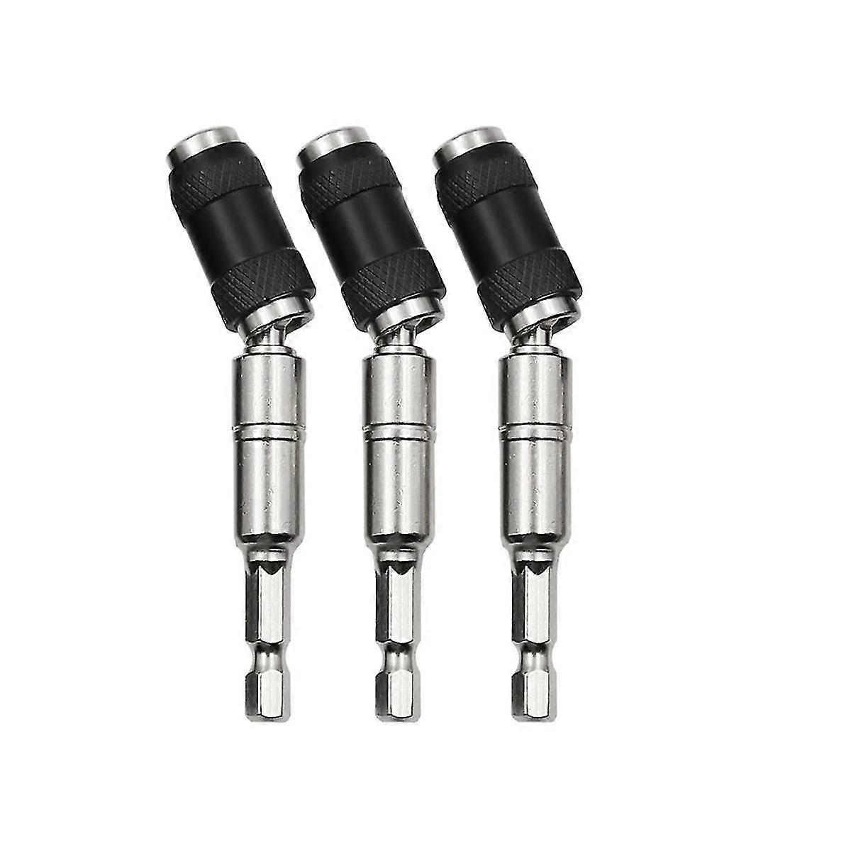 3Pcs Magnetic Pivot Drill Bit Holder, Magnetic Swiveling Bit Tip Holder, Quick Release Flexible Scr（BlackSilver）