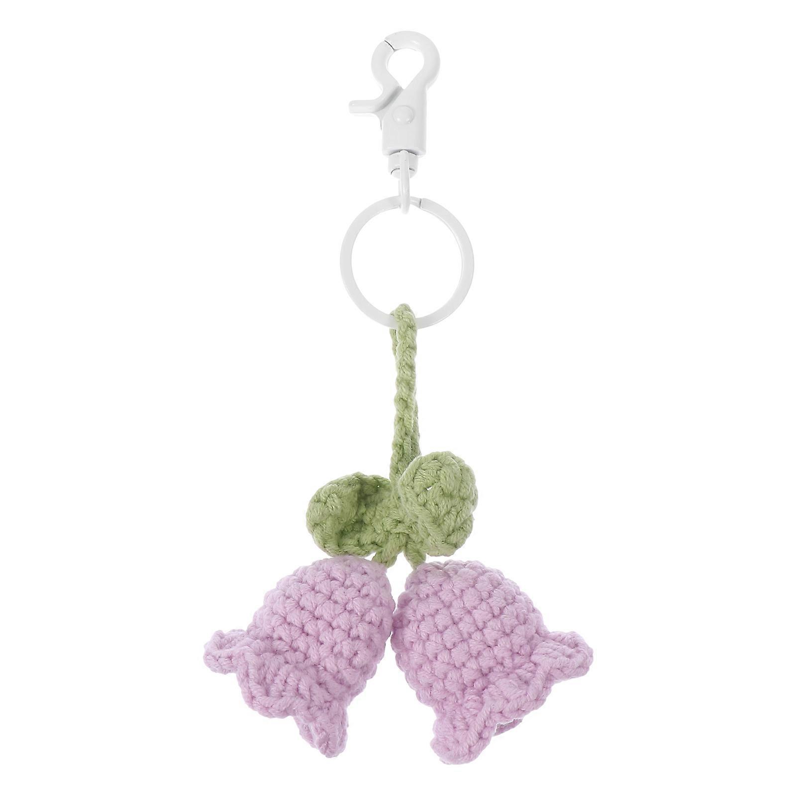 Hand Knitted Flower Key Chain Unique Crochet Pendant Key Ornament, Lightweight Durable Woven Decor for Bags Phones All Ages