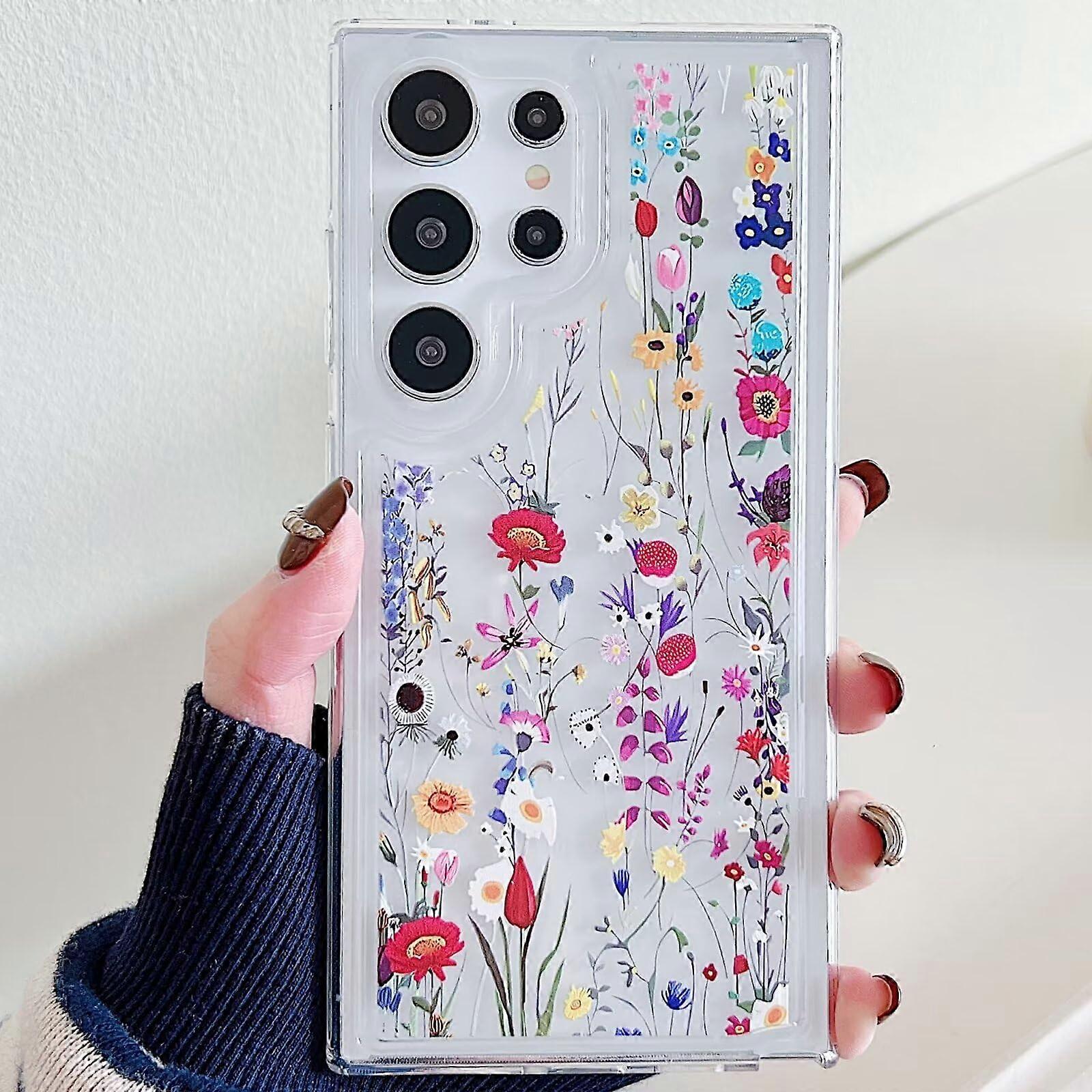 Miagon Flower Series Mobile Phone Case For Samsung Galaxy A14 5G/4G Transparent Soft Flexible TPU With Floral Motif