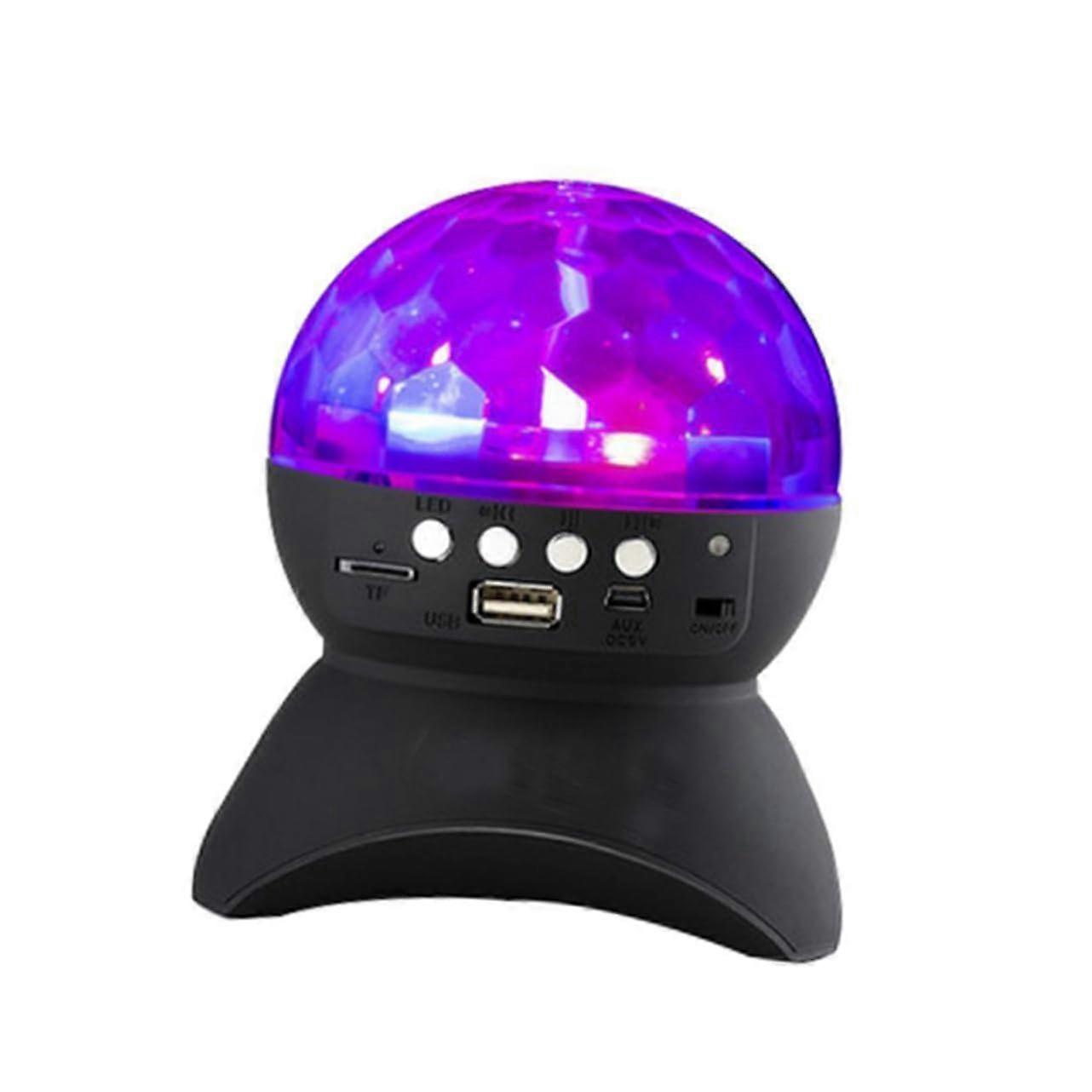 Mini LED Wireless Rotating Light with Speaker for Parties Portable Disco Ball Effect Spotlight for Stage KTV Bar Wedding Music Controlled Black