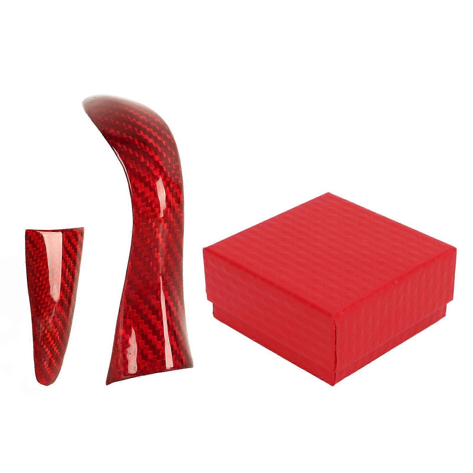 Shift Knob Cover Trim Red Carbon Fiber Glossy Smooth High Temperature Resistant Replacement For INFINITI Q50 2014?2017