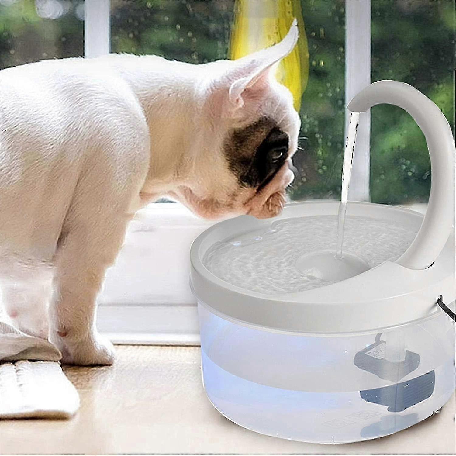 Pet Drinking Fountain with Filter, LED Light, Automatic Quiet Water Dispenser for Cats