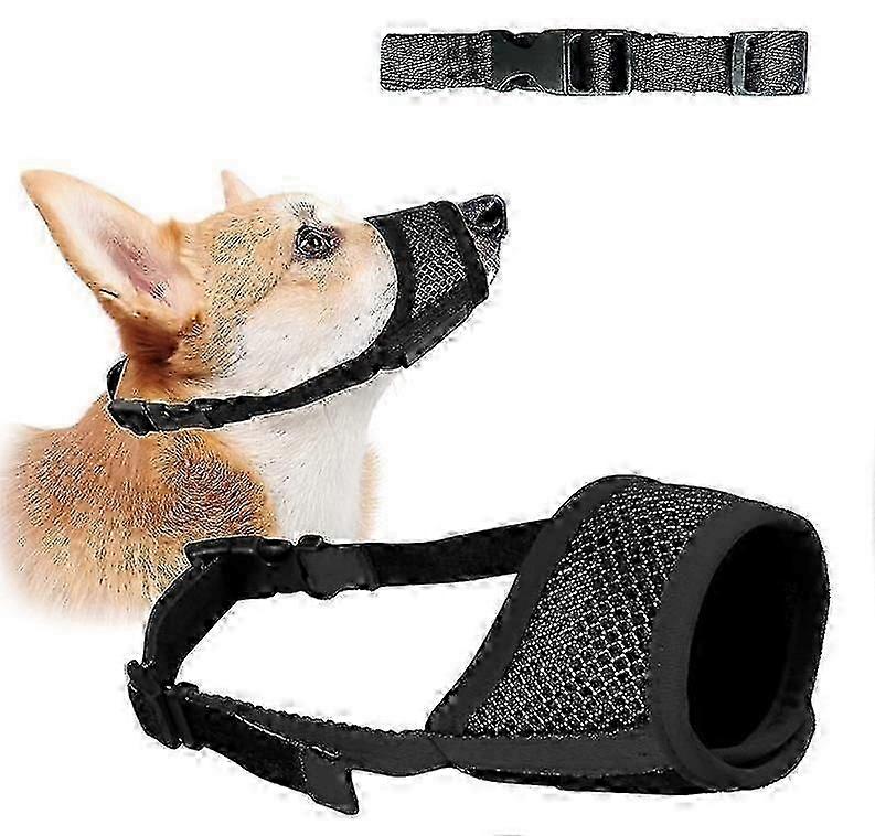 كمامة مشبك (XS ، أسود) كمامة من القماش الناعم قابل للتنفس قابلة للتنفس لمنع العض والنباح والأكل