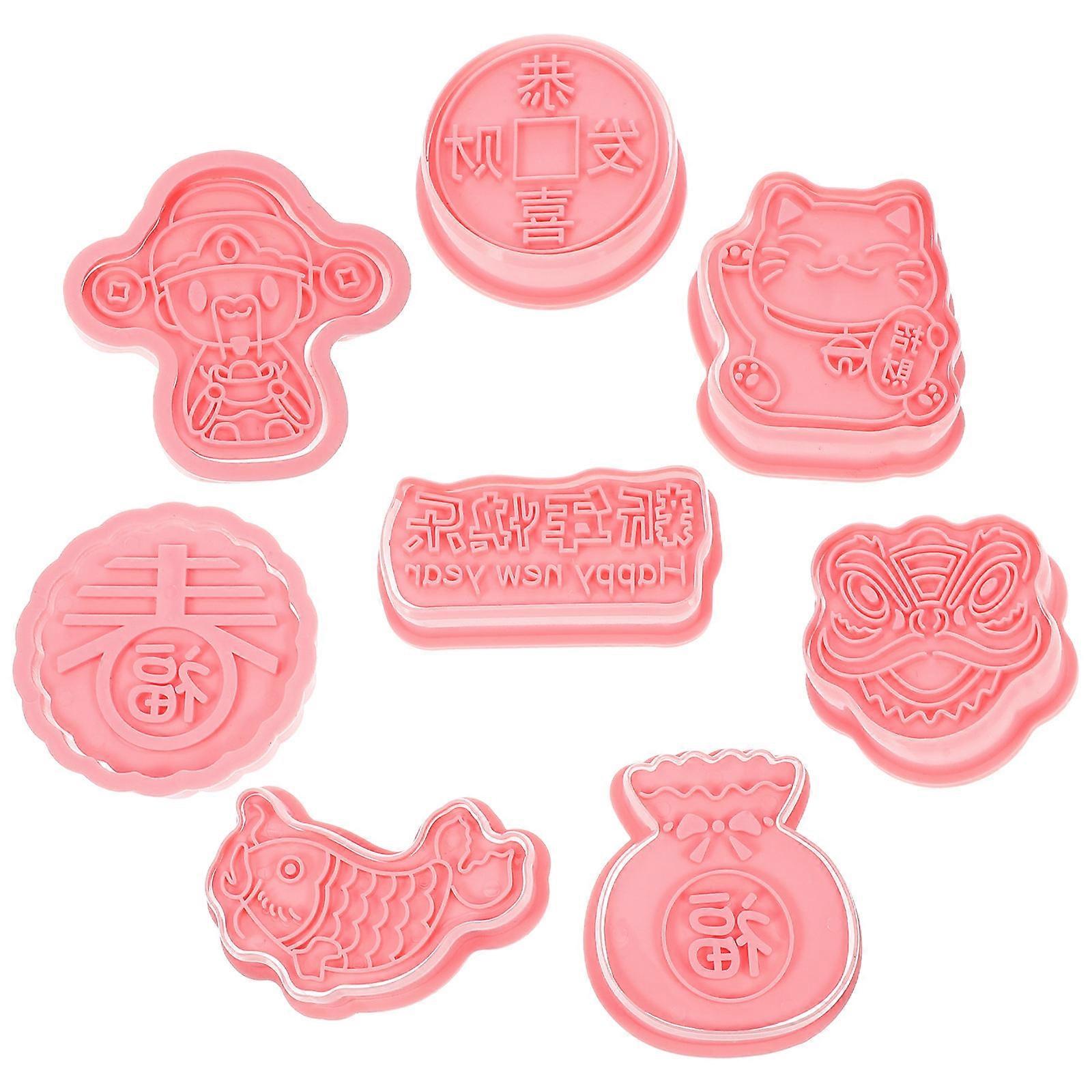 8pcs Food Grade Year Style Cookie Cutters with Smooth Surface for Easy Demoulding   Press Type Biscuit Molds for DIY Baking, Holiday Cookies and