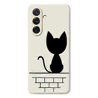 Compatible For Samsung Galaxy A36 5G Case Black Cat on the Wall Pattern Printing Straight Edge TPU Phone Back Cover