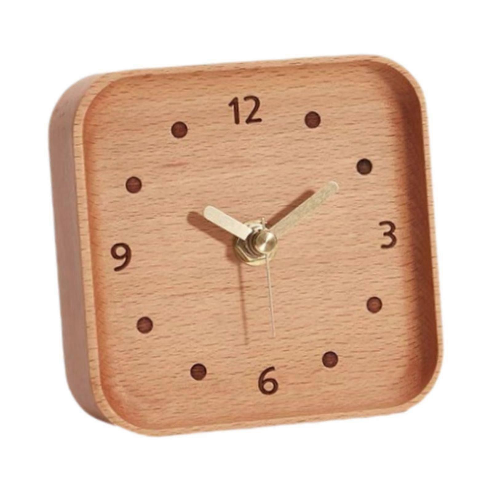 Wooden Table Clock Silent Chic Modern Desktop Clock for Office Bedside Shelf Black Walnut