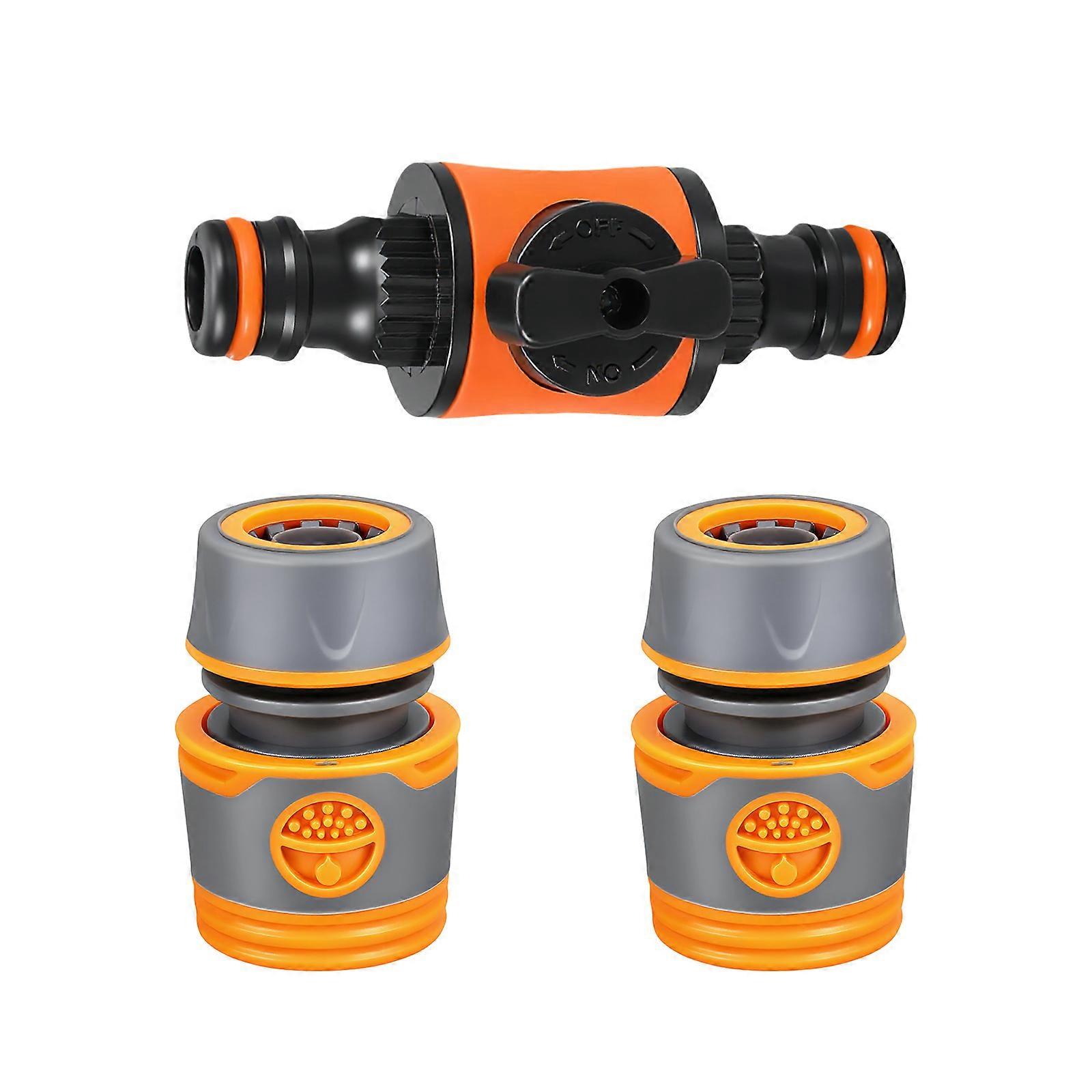 Garden Hose Connection Set 2 TPR Adapters 1 Double Function Valves Effortlessly Rotating Design for Home Irrigation Need Multicolor