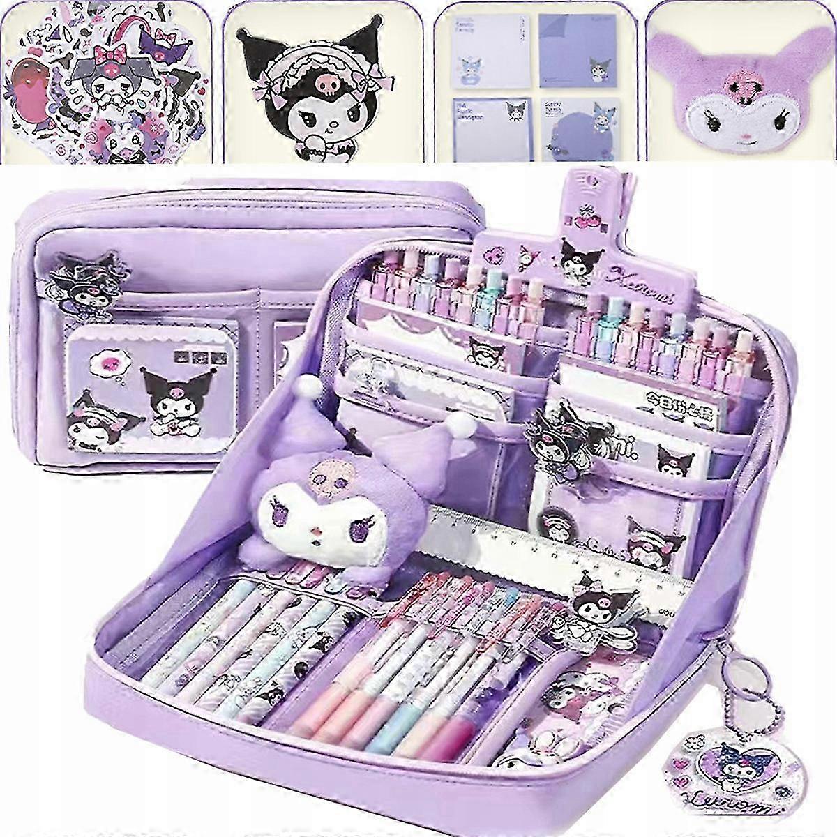 مقلمة كورومي كبيرة للمدرسة - حقيبة أنيمي لطيفة مع معلقات وملصقات للمراهقين