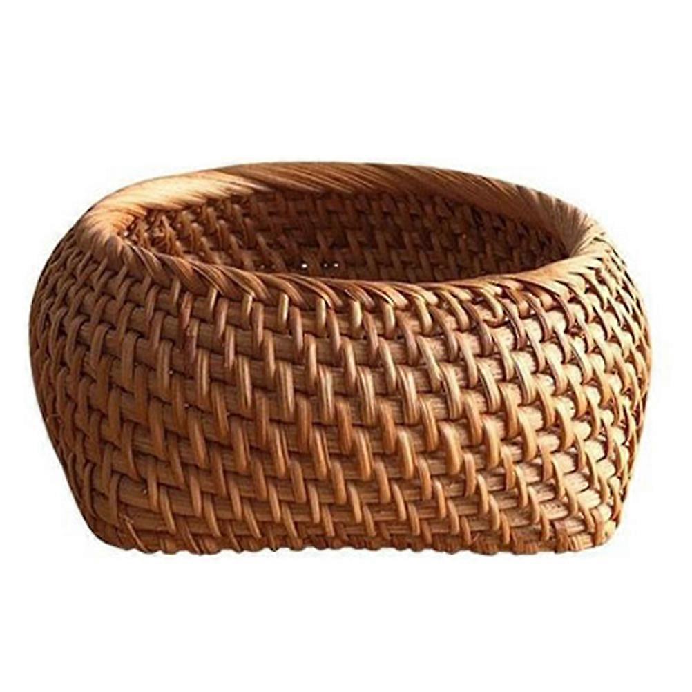 Handmade Rattan Woven Storage Basket for Tea Biscuits and Fruits in Assorted Colors
