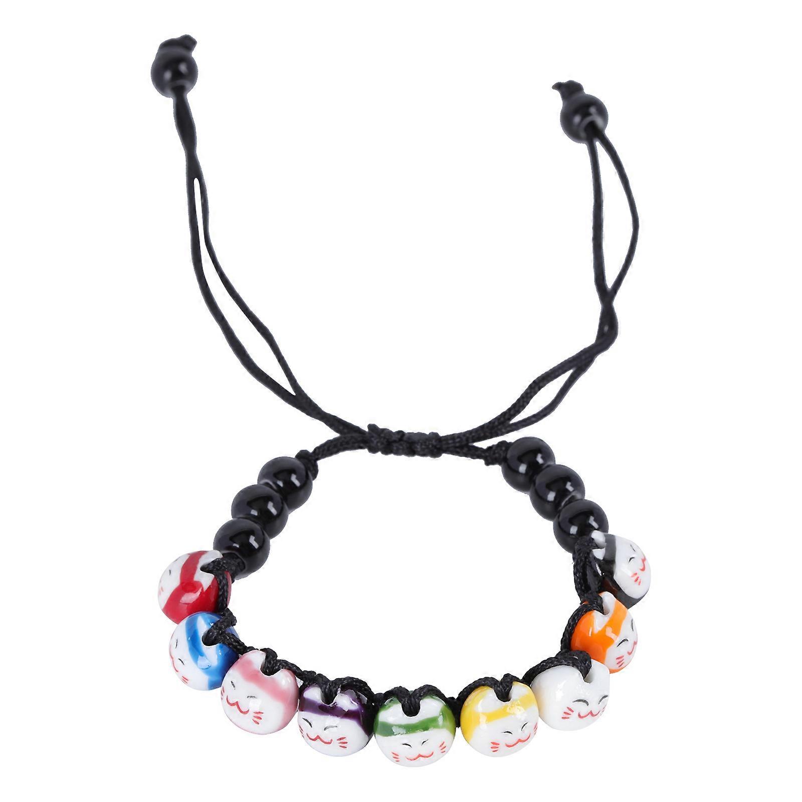 Animal Beaded Bracelet Nine Ceramic Cat Bracelet Handmade Colorful Show Different Taste Daily Wear 1Pc