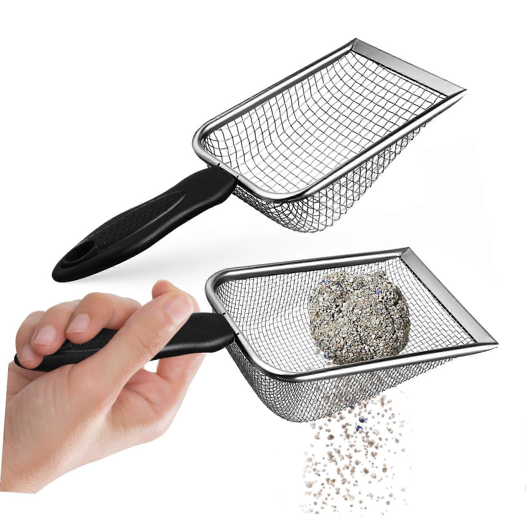 Cat Litter Scoop Set of 2 – Ergonomic Handle Cat Waste Shovel with Hanging Hole for Easy Cleaning and Storage