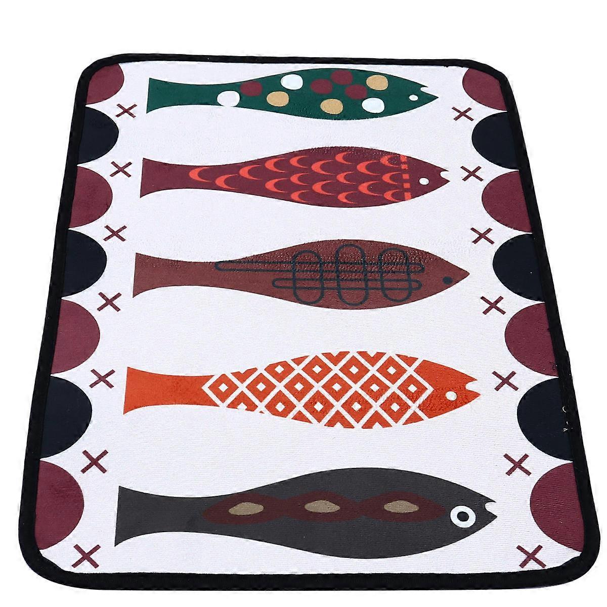 Bath Mat Non-Skid Fast Drying Anti-Mildew Machine Washable Multi-Colored 60x40cm 1Piece